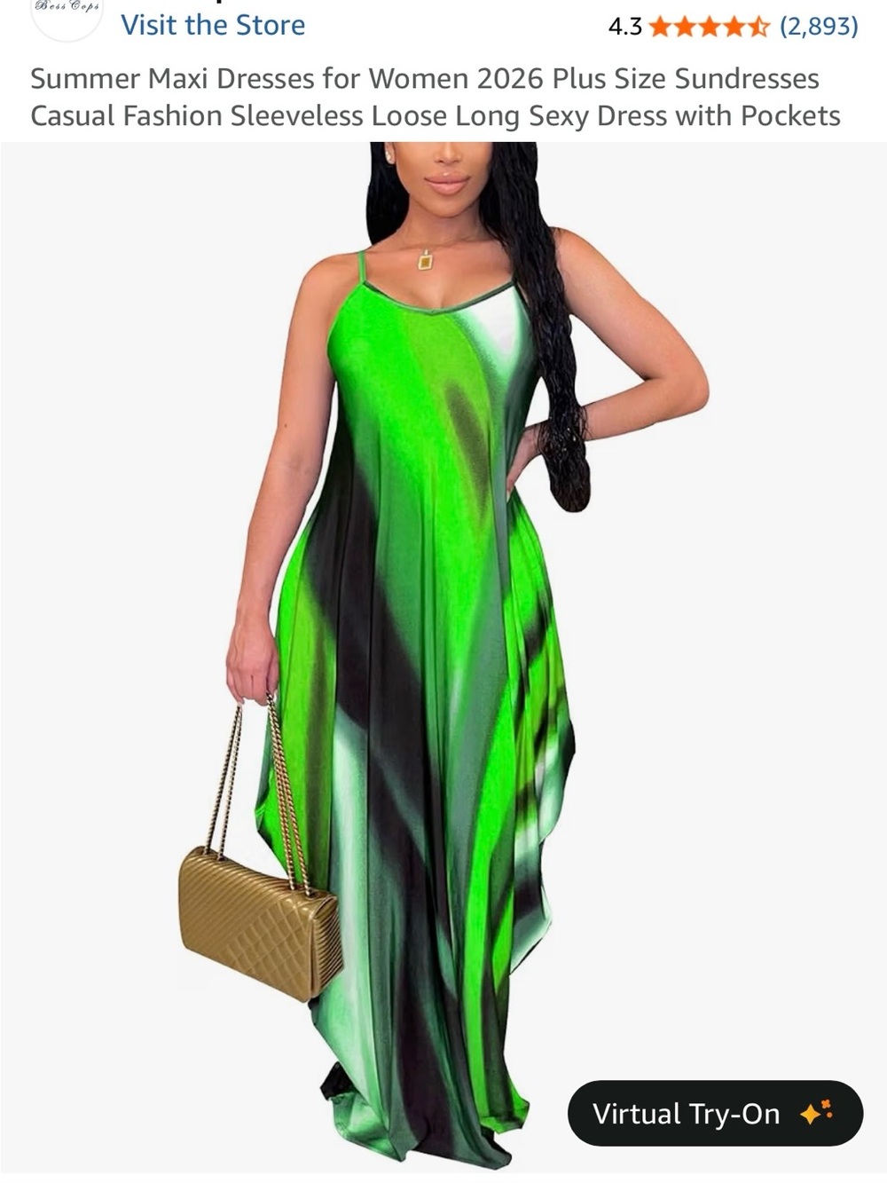 Amazon Green Tie-Dye Maxi Dress with Contrast Trim